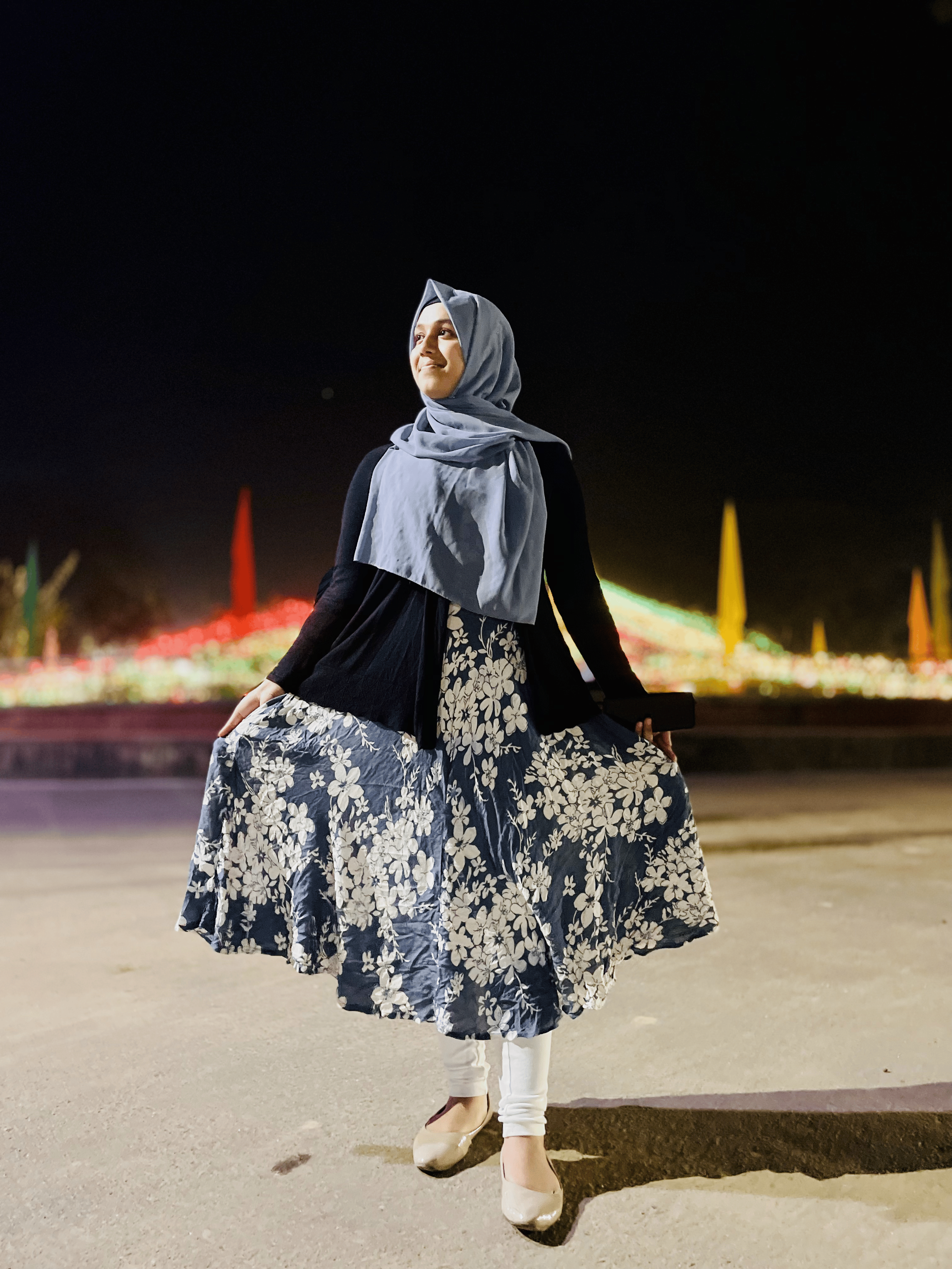 Long Tops White Blue Cotton